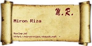 Miron Riza névjegykártya